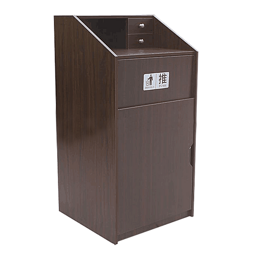 Commercial Restaurant Wooden Waste Receptacle with Tray Top and Compatible Trash Can / Pack of 1
