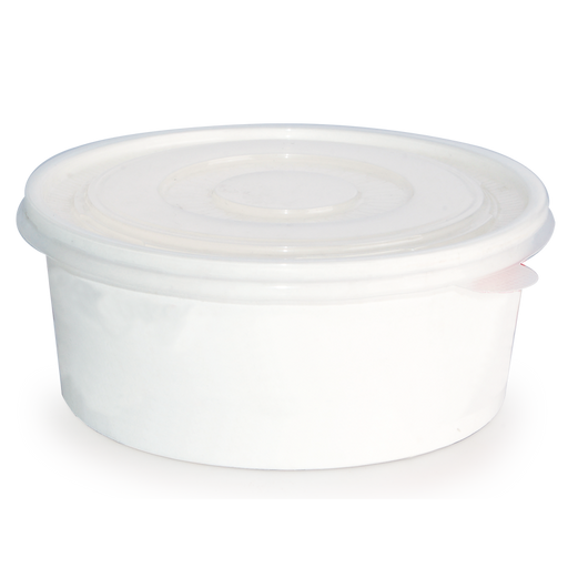 38oz 1150ml White Paper Soup Container with Lid / Pack of 600